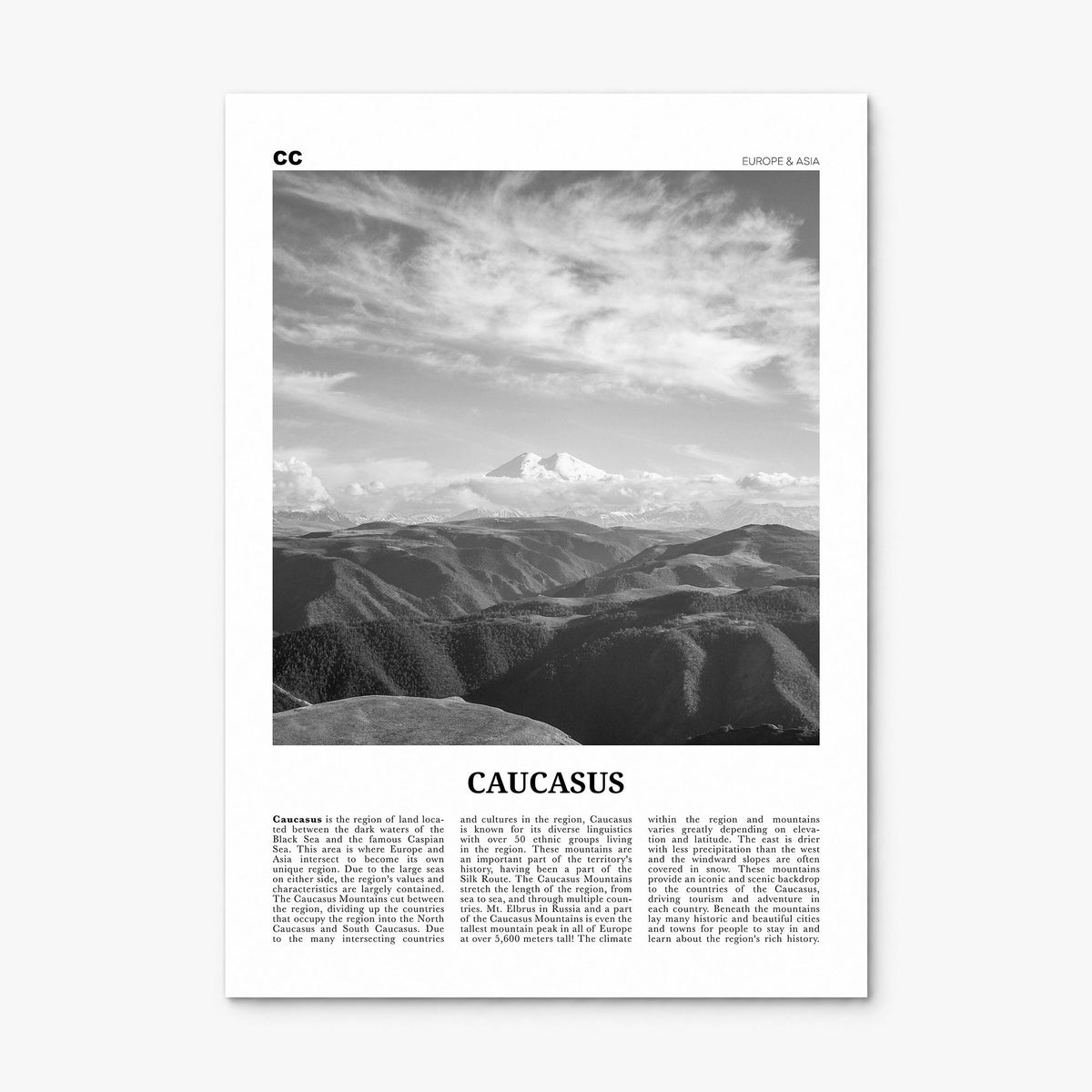 Caucasus Newspaper Poster, print only (unframed)