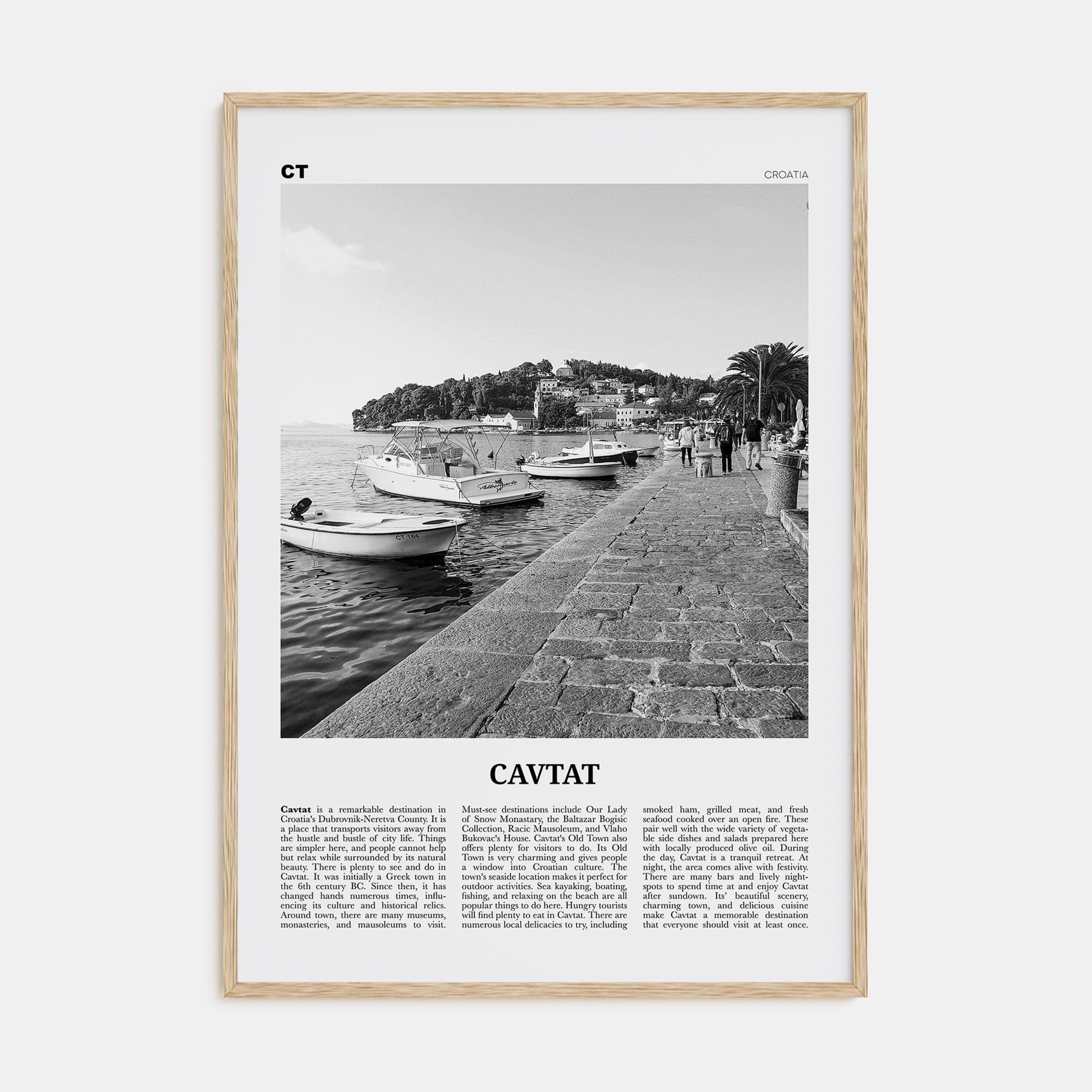 Cavtat Poster Natural Wood / 8x12 in Nbourhood Travel B&W Poster