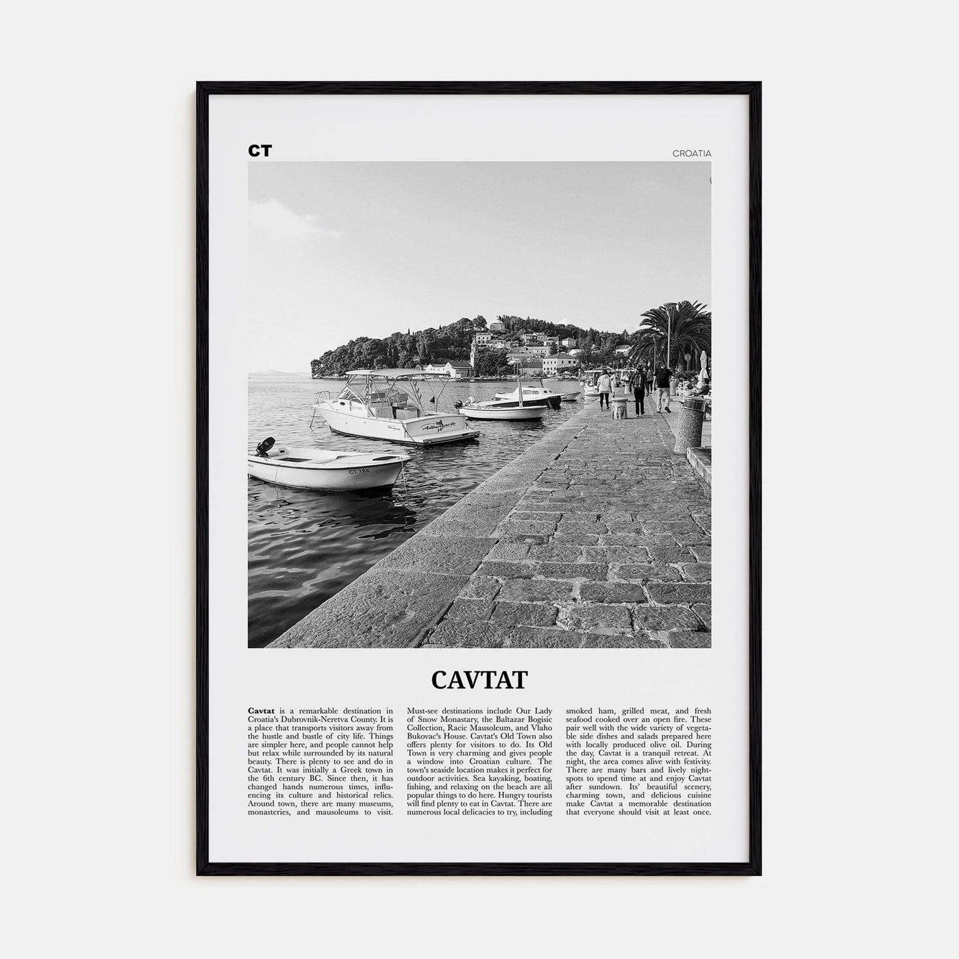 Cavtat Poster Black Wood / 8x12 in Nbourhood Travel B&W Poster