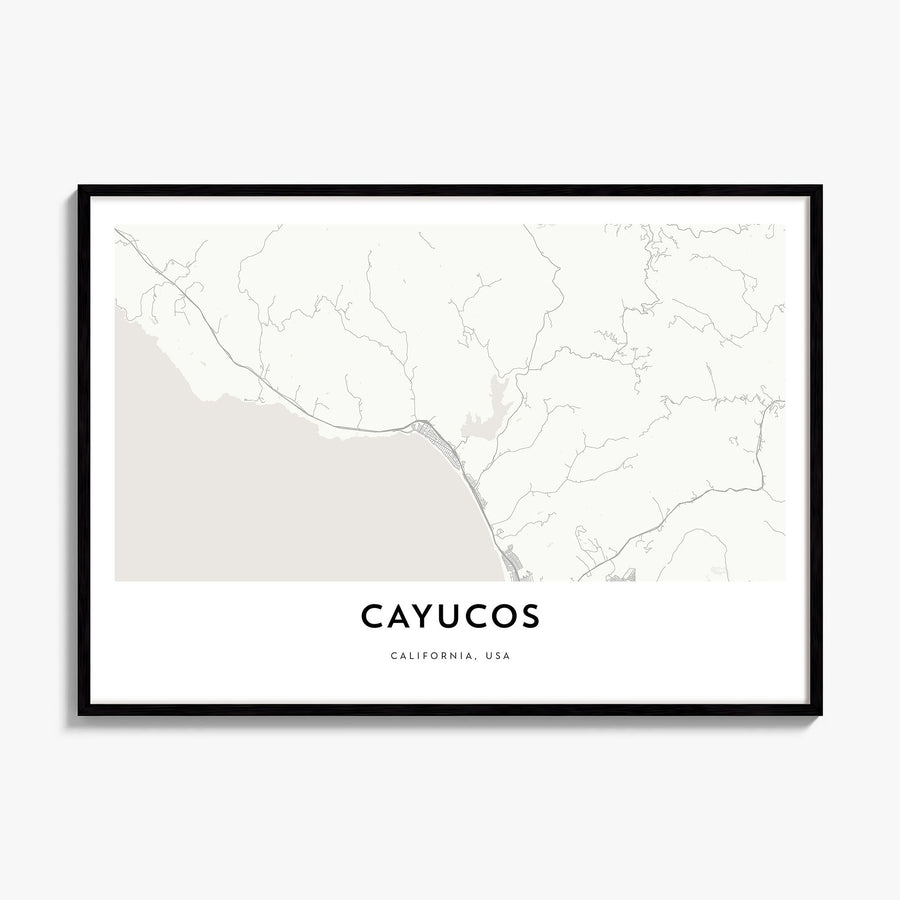 Cayucos Map Poster, framed poster mockup
