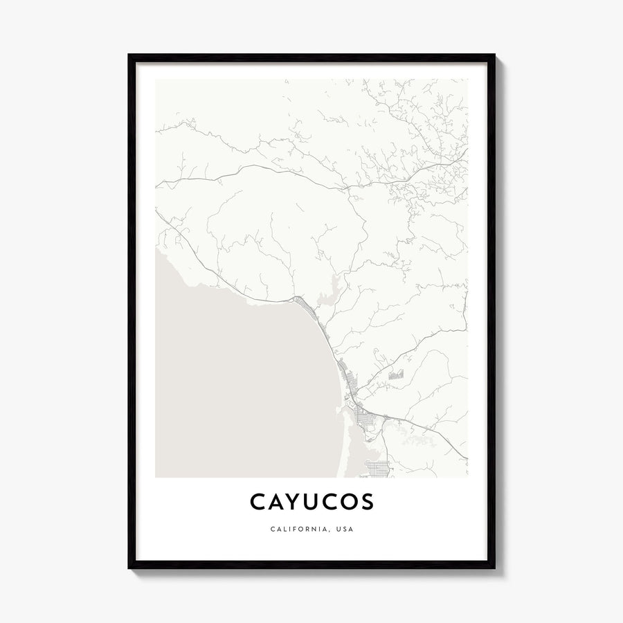 Cayucos Map Poster, framed poster mockup