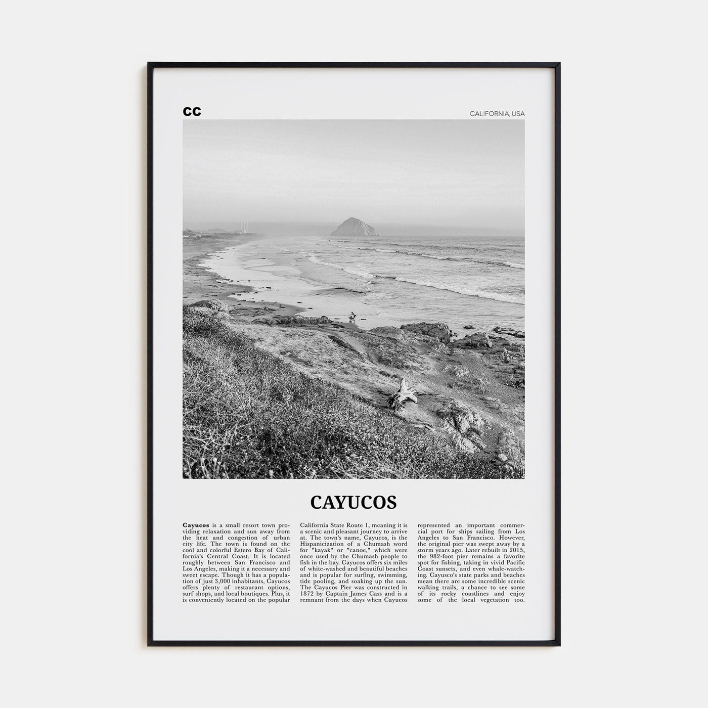 Cayucos Poster None / 8x12 in Nbourhood Travel B&W Poster