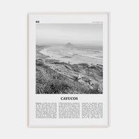 Cayucos Poster White Wood / 8x12 in Nbourhood Travel B&W Poster