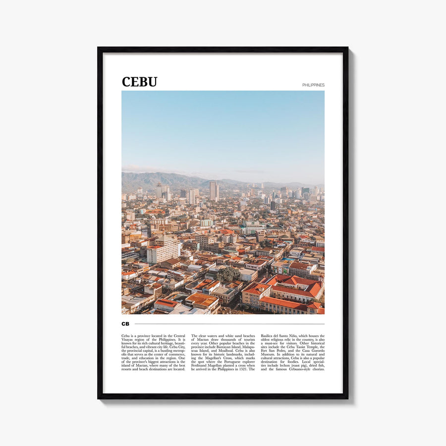 Cebu colorful travel poster of Philippines – vertical wall art, unframed print shown in interior mockup