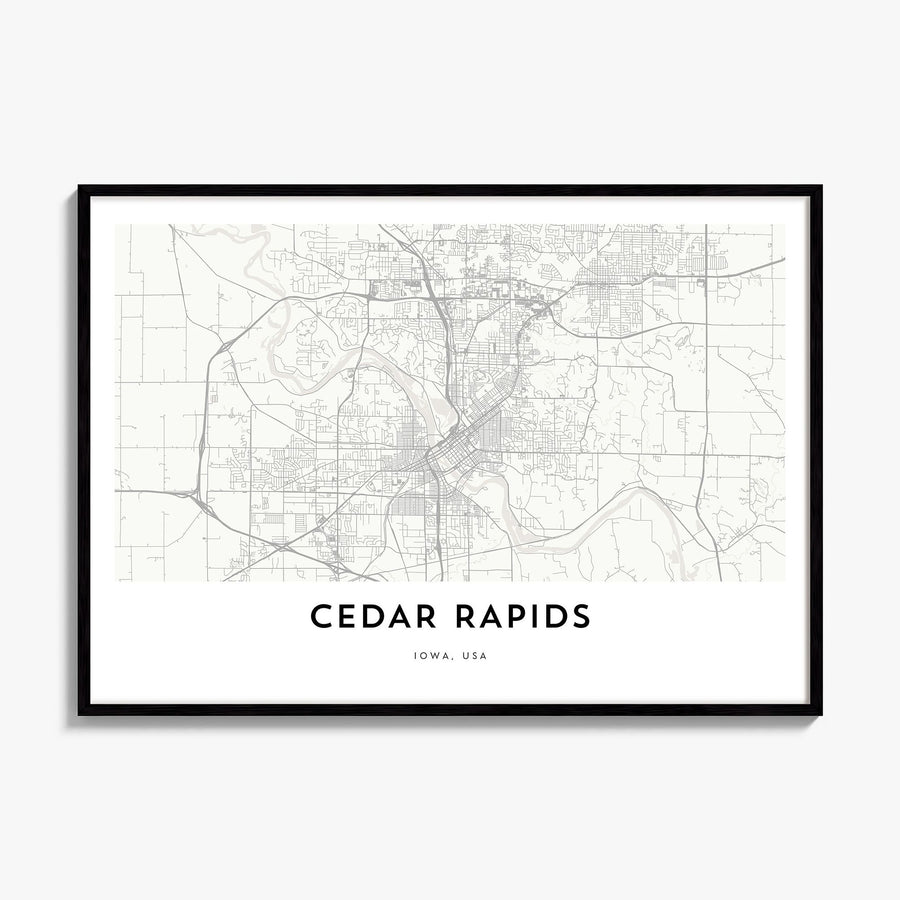 Cedar Rapids Map Poster, framed poster mockup