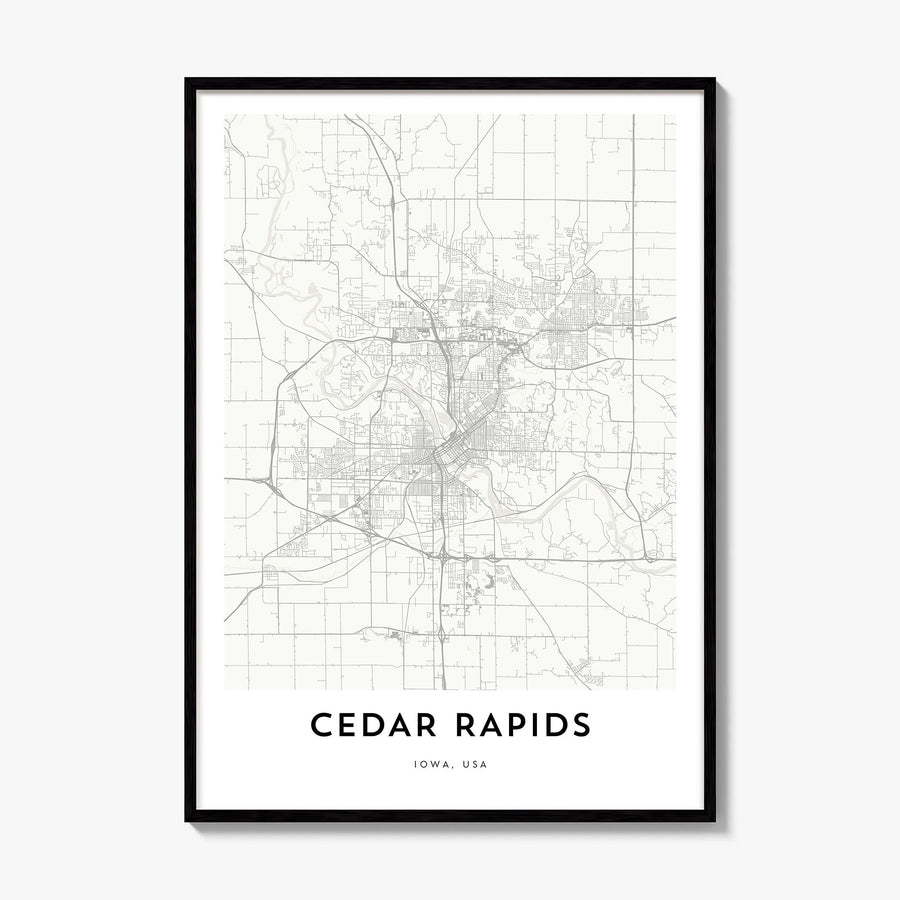 Cedar Rapids Map Poster, framed poster mockup