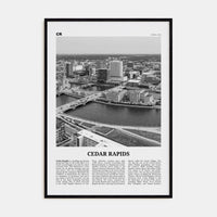 Cedar Rapids Poster Black Wood / 8x12 in Nbourhood Travel B&W Poster