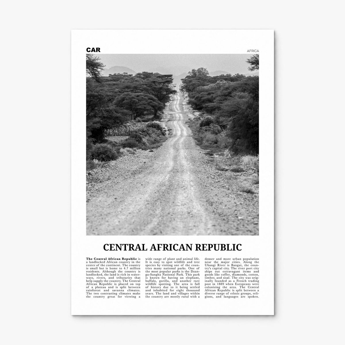 Central African Republic Newspaper Poster, print only (unframed)