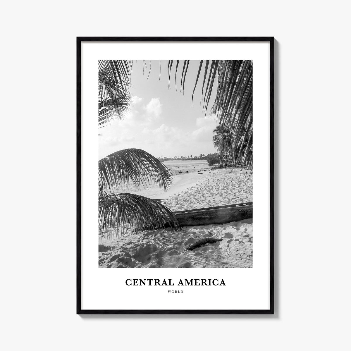 Central America black & white classic poster – vertical wall art, unframed print shown in interior mockup