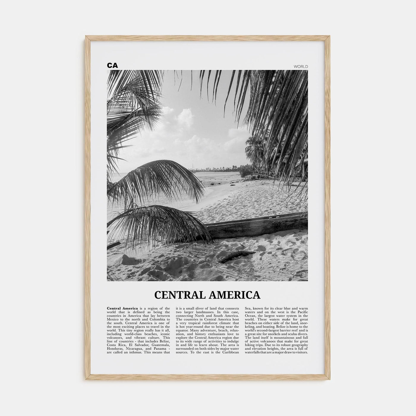 Central America Poster Natural Wood / 8x12 in Nbourhood Travel B&W Poster