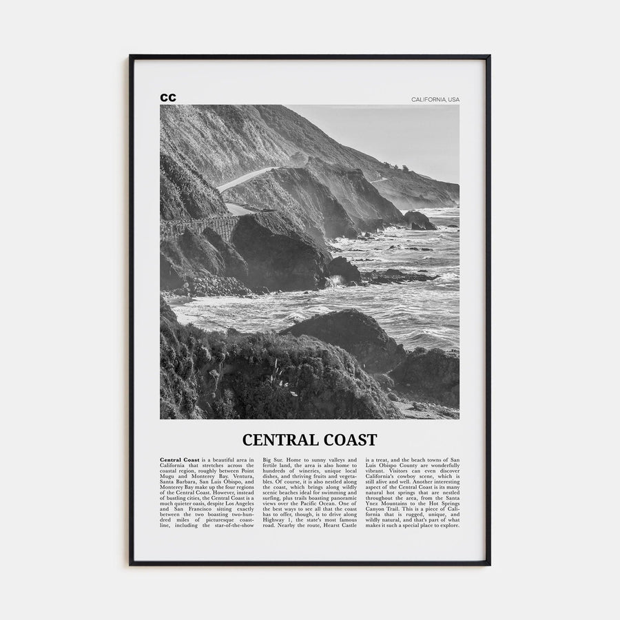 Central Coast Poster None / 8x12 in Nbourhood Travel B&W Poster