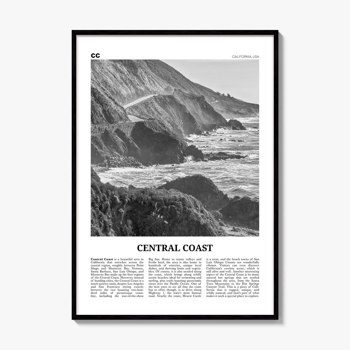 Central Coast Newspaper Poster, framed poster mockup