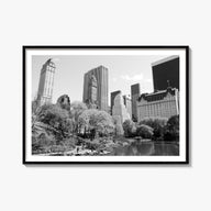 Central Park black & white photo poster of Manhattan, New York City – horizontal wall art, unframed print shown in interior m