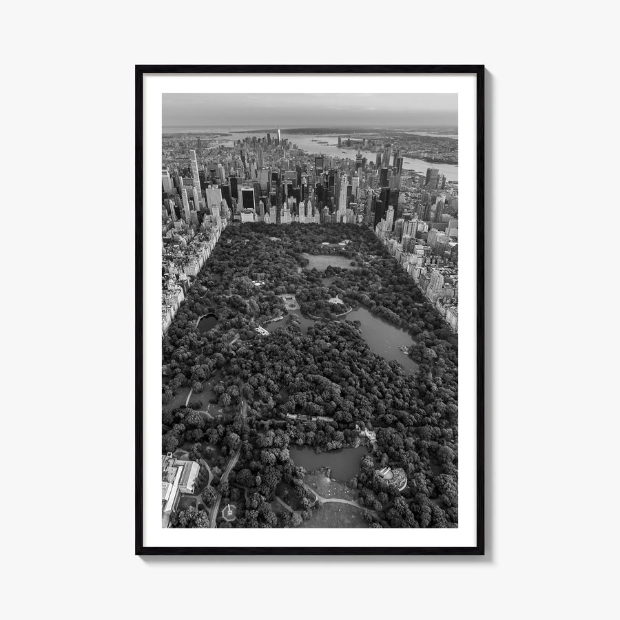 Central Park no. 1 black & white photo poster of Manhattan, New York City – vertical wall art, unframed print shown in interi
