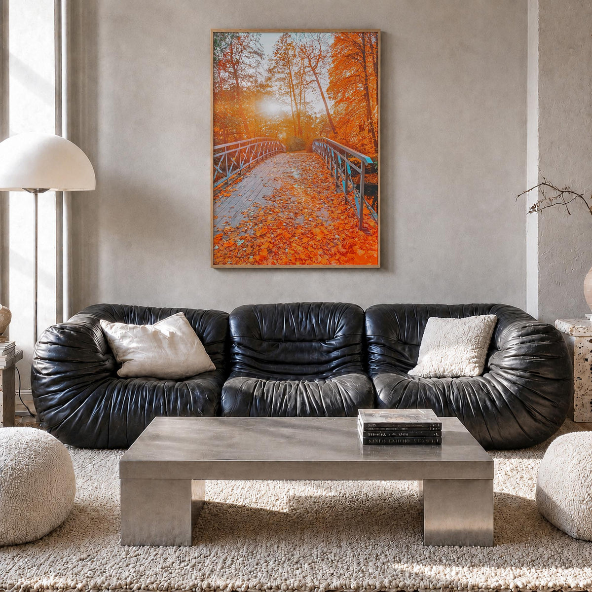 Central Park no. 2 colorful photo poster of Manhattan, New York City – vertical wall art in natural wood frame, hanging on wa