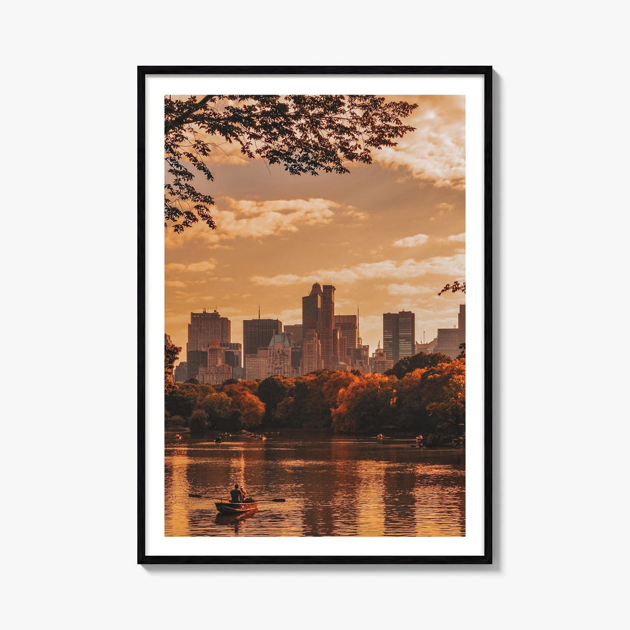 Central Park no. 3 colorful photo poster of Manhattan, New York City – vertical wall art, unframed print shown in interior mo