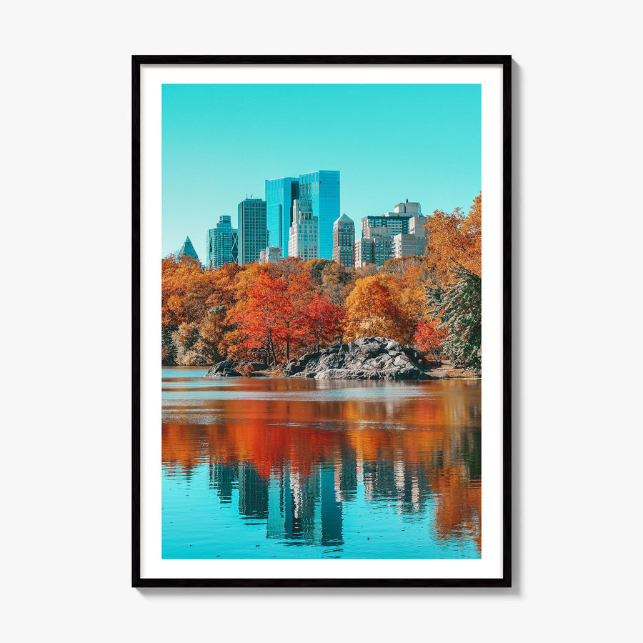 Central Park Photo No 1 Poster, framed poster mockup, white border