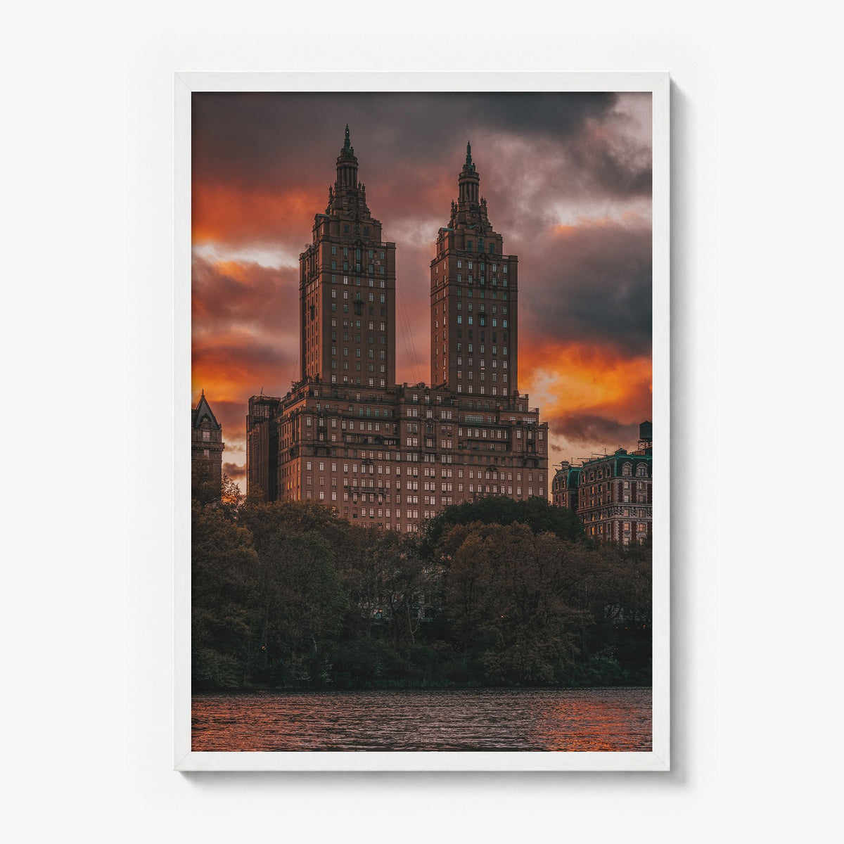 Central Park Photo No 4 Poster in a white wood frame, full image (no border)