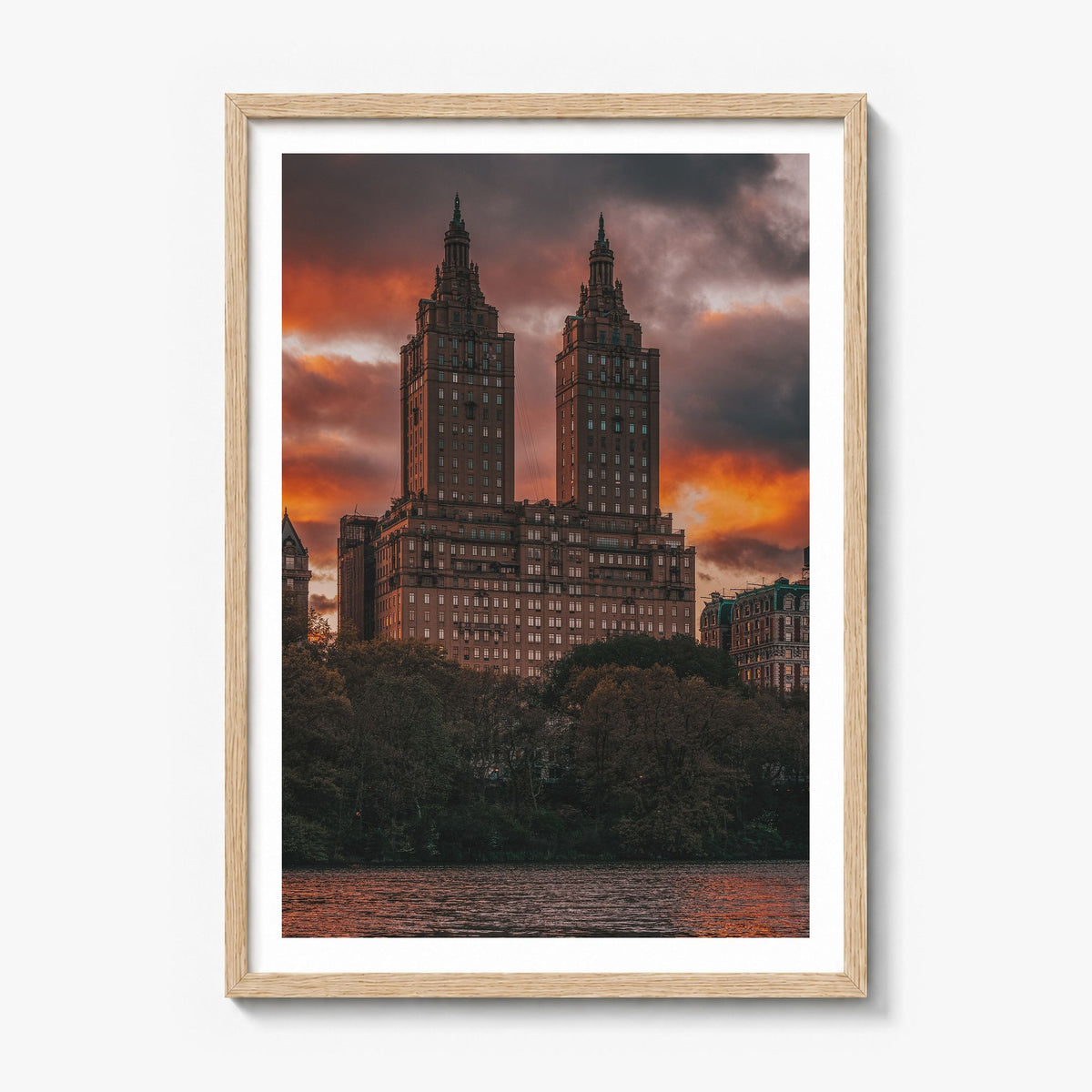Central Park Photo No 4 Poster in a natural wood frame, white border