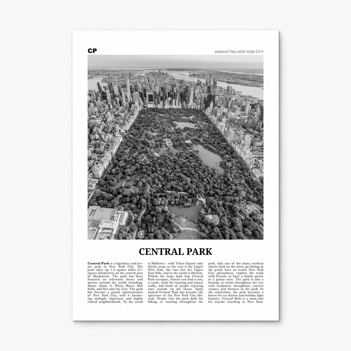 Central Park Newspaper Poster, print only (unframed)