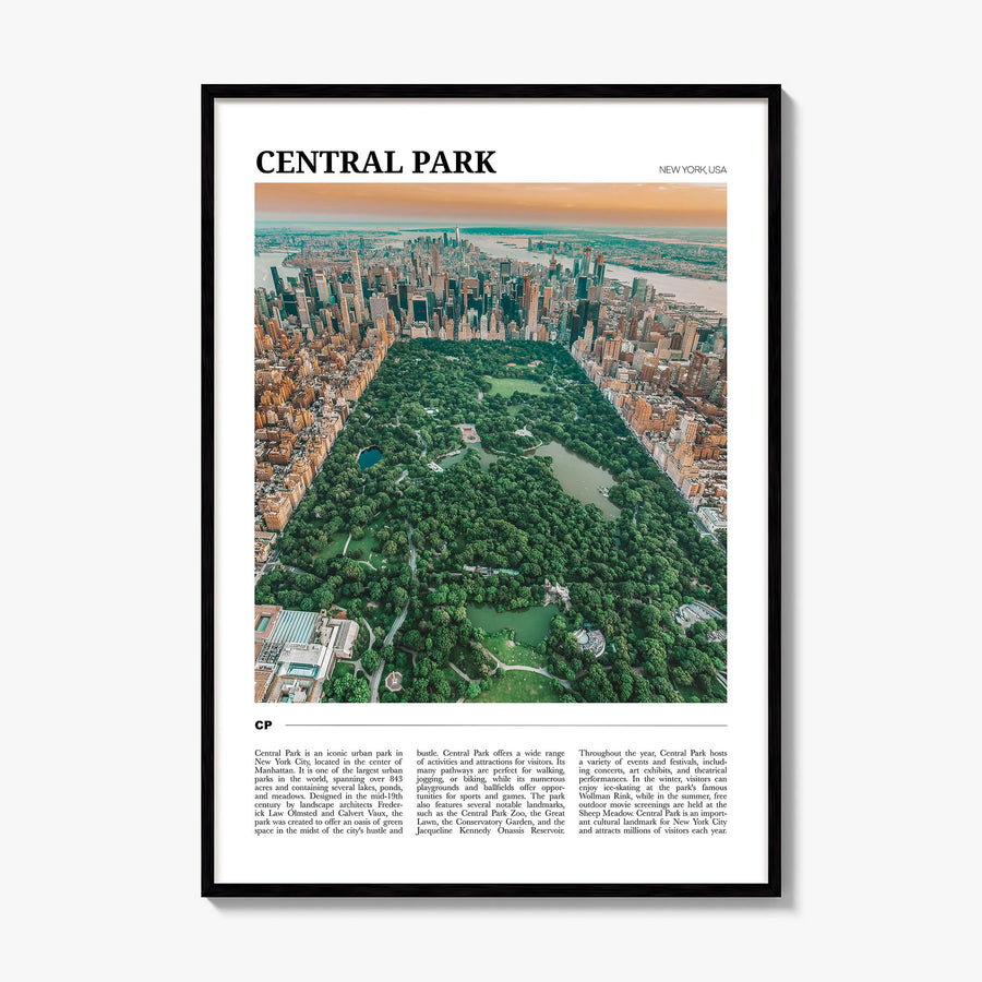 Central Park Travel Poster, framed poster mockup