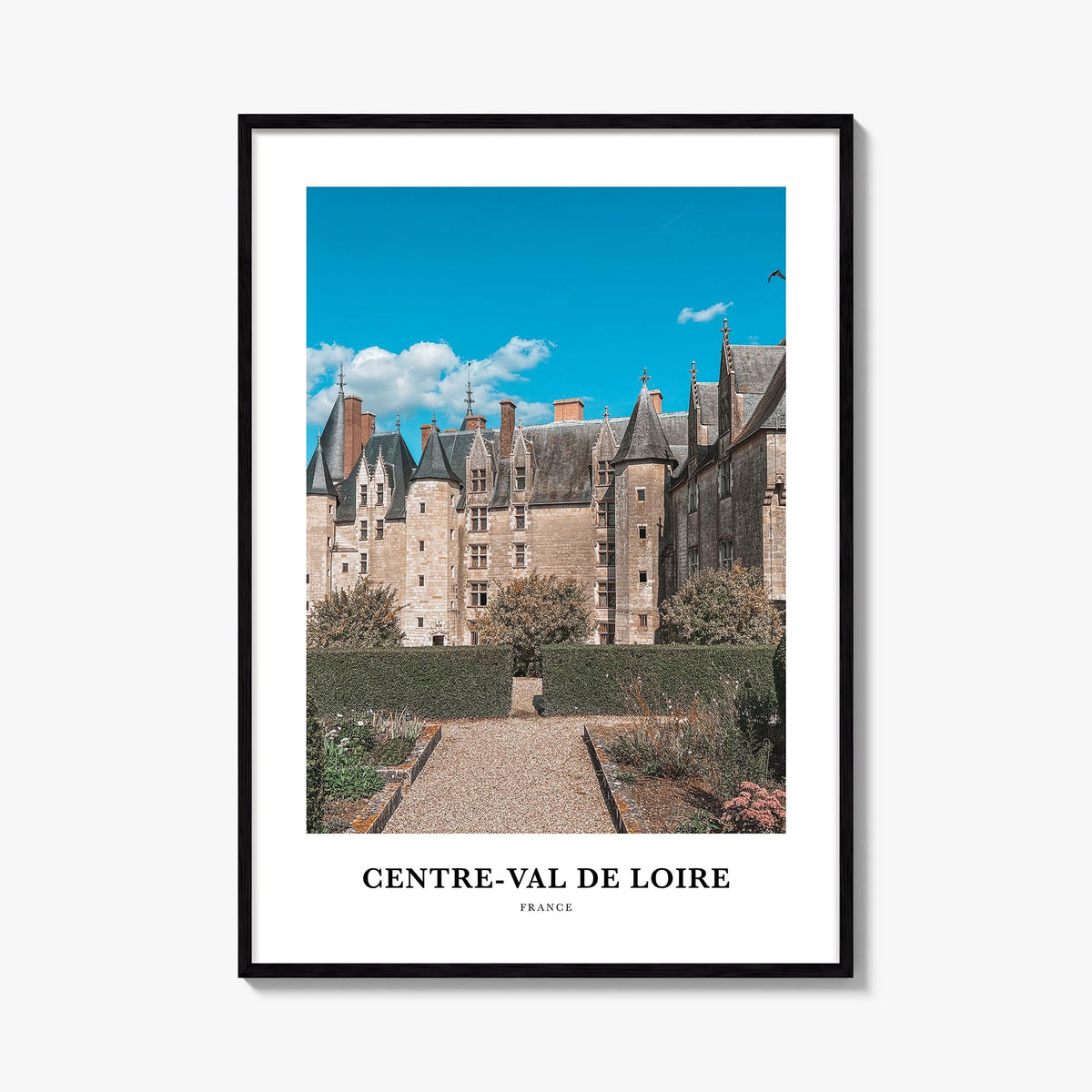 Centre-Val de Loire colorful classic poster of France – vertical wall art, unframed print shown in interior mockup