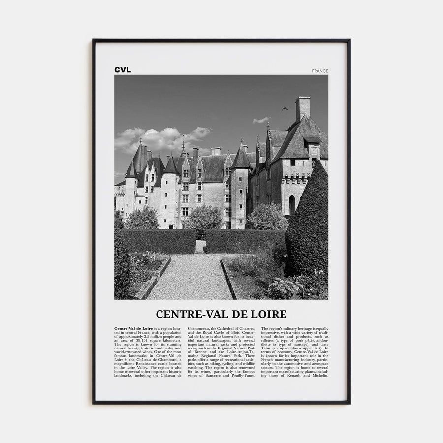 Centre-Val de Loire Poster None / 8x12 in Nbourhood Travel B&W Poster