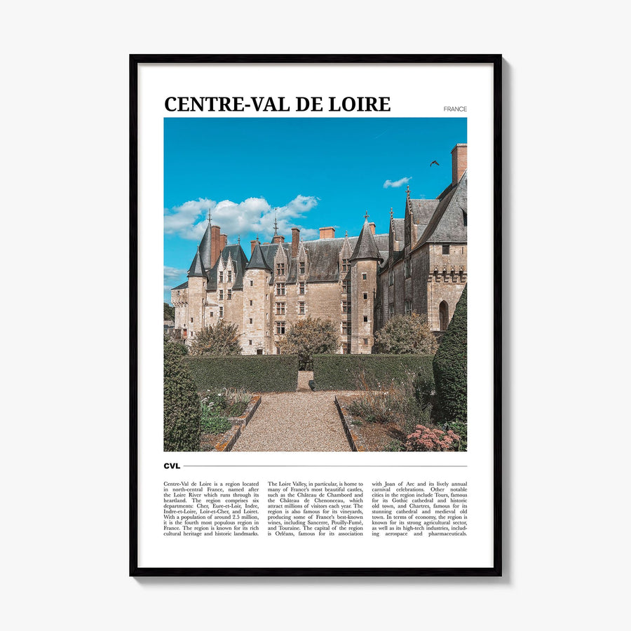 Centre-Val de Loire Travel Poster, framed poster mockup