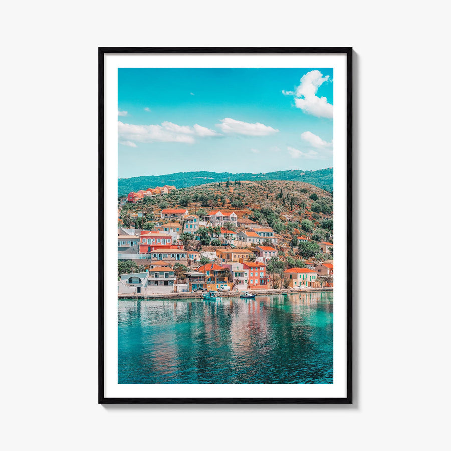 Cephalonia colorful photo poster of Greece – vertical wall art, unframed print shown in interior mockup