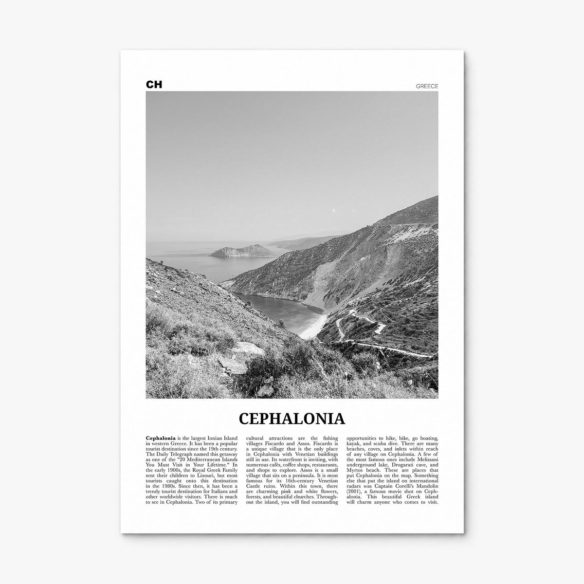 Cephalonia Newspaper Poster, print only (unframed)