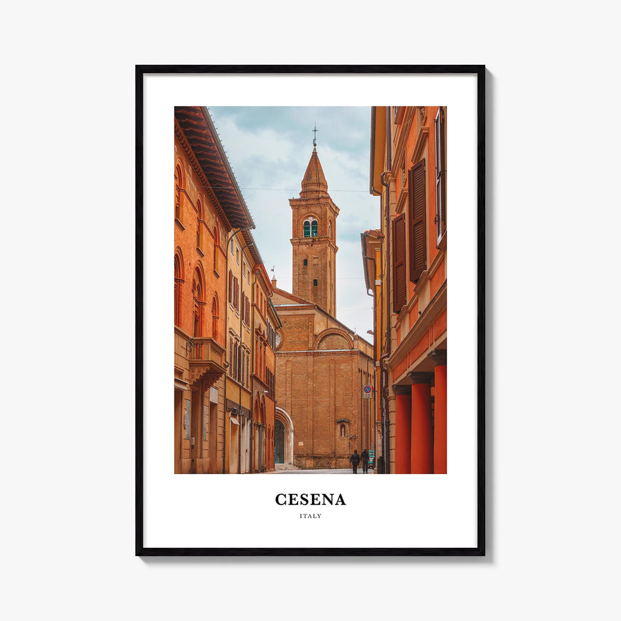 Cesena colorful classic poster of Italy – vertical wall art, unframed print shown in interior mockup