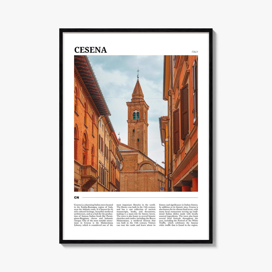 Cesena colorful travel poster of Italy – vertical wall art, unframed print shown in interior mockup