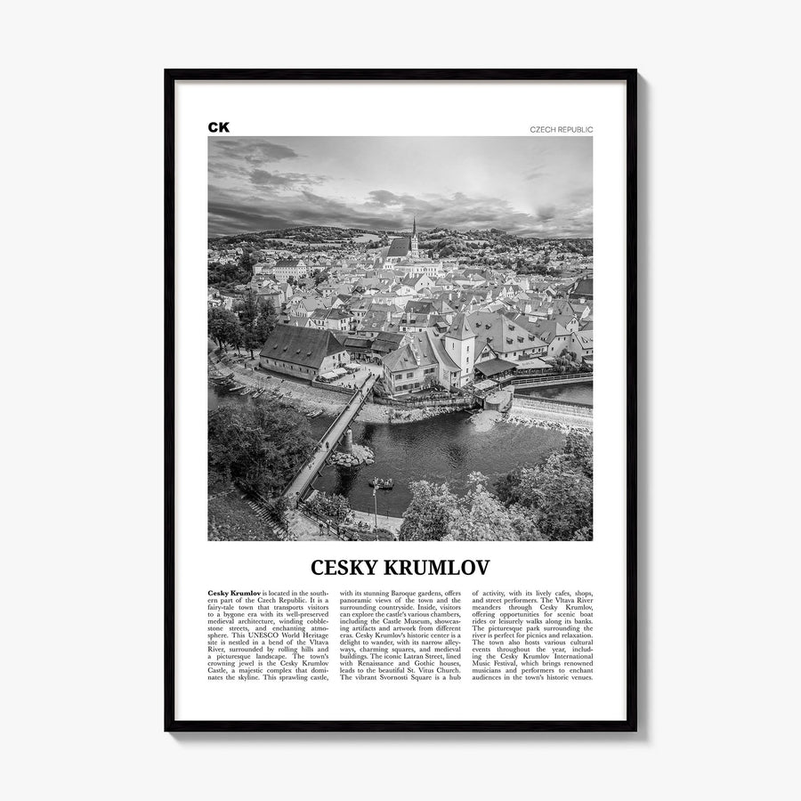 Cesky Krumlov Newspaper Poster, framed poster mockup