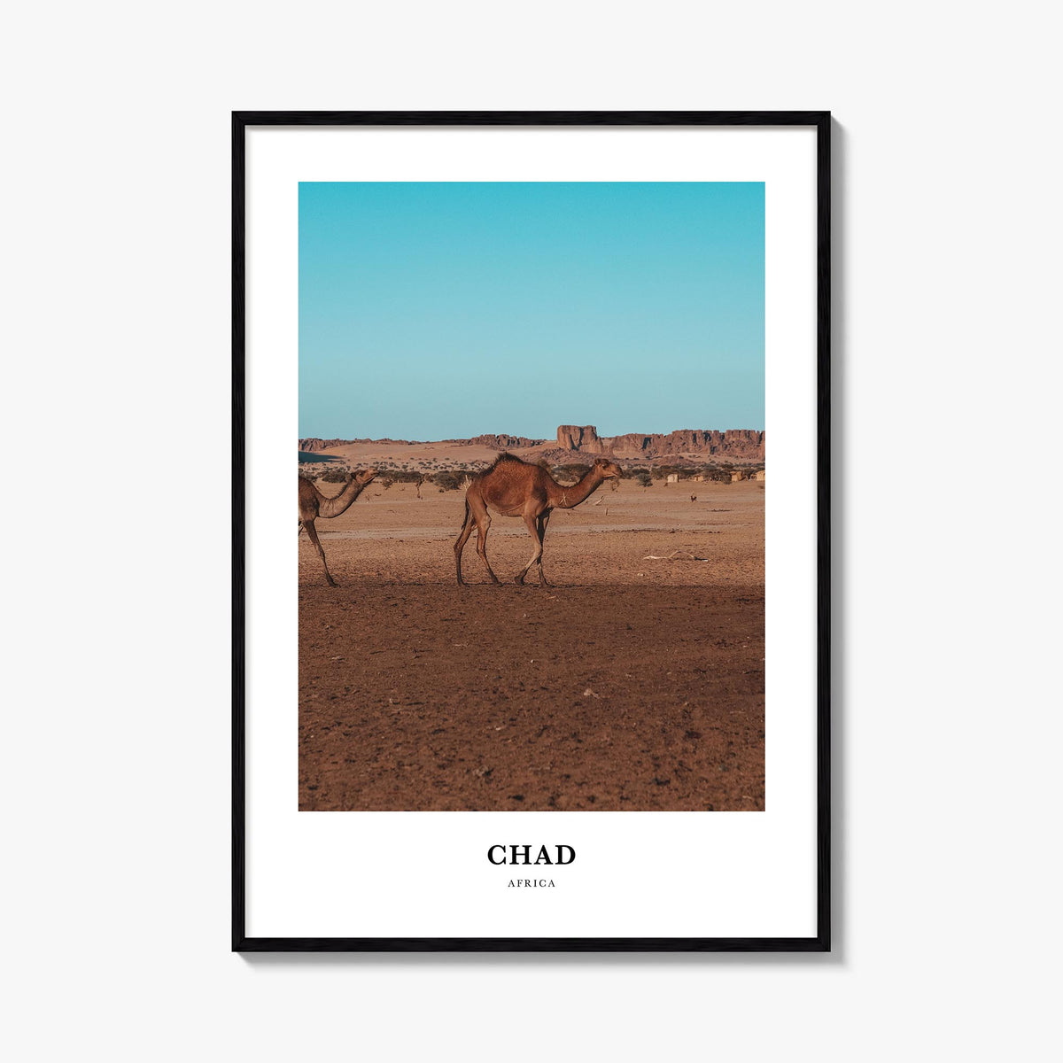 Chad colorful classic poster of Africa – vertical wall art, unframed print shown in interior mockup