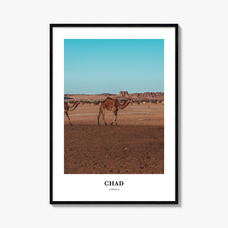 Chad colorful classic poster of Africa – vertical wall art, unframed print shown in interior mockup
