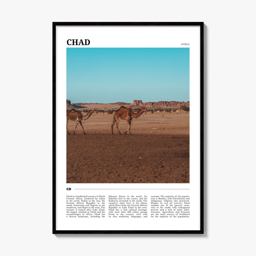 Chad Travel Poster, framed poster mockup