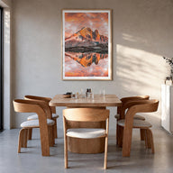 Chamonix colorful photo poster of France – vertical wall art in natural wood frame with white border, hanging on wall