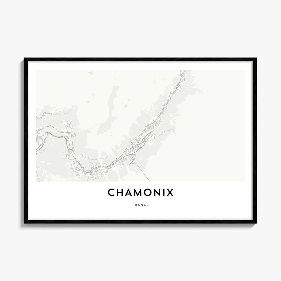 Chamonix Map Poster, framed poster mockup