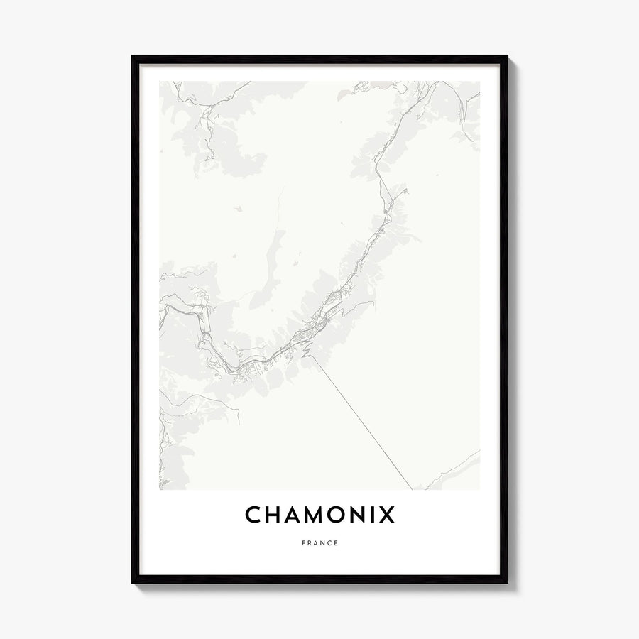 Chamonix Map Poster, framed poster mockup