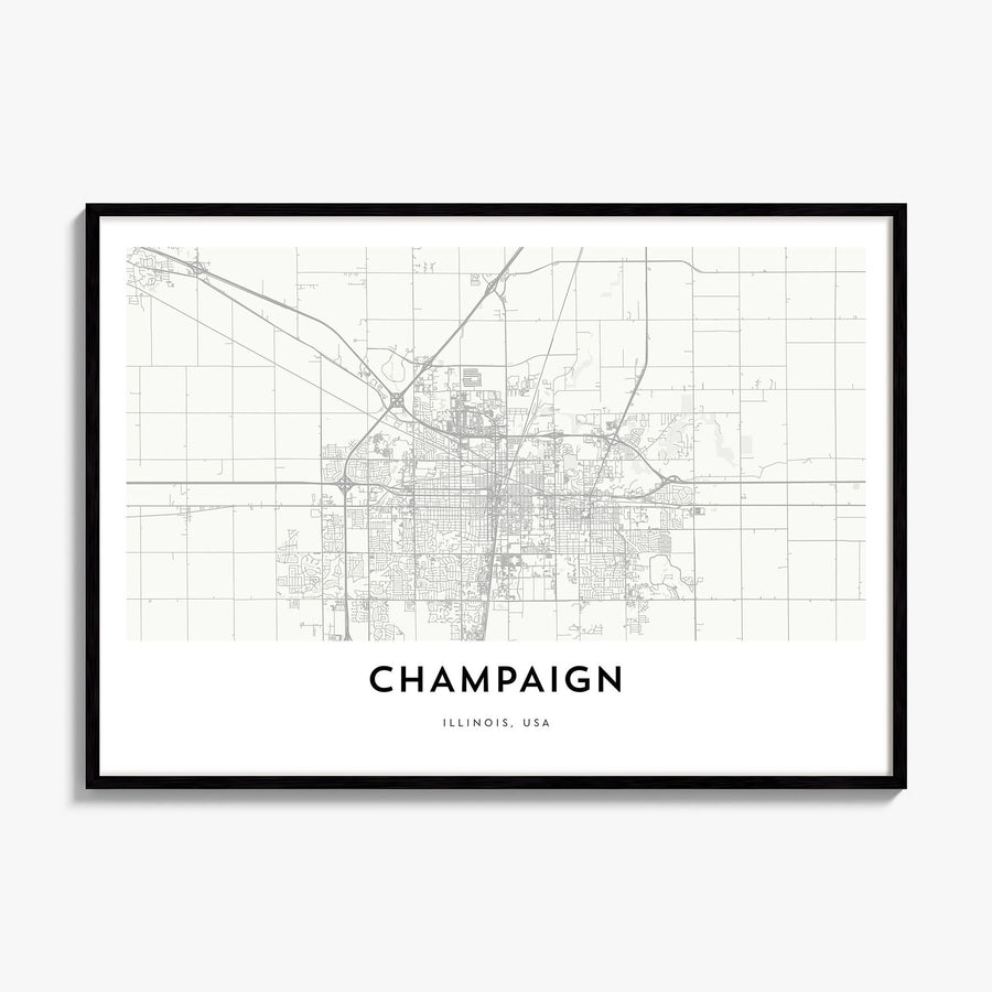 Champaign Map Poster, framed poster mockup