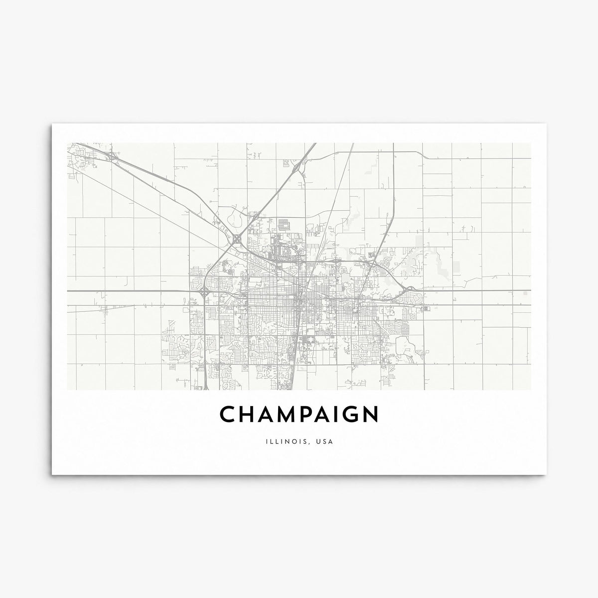 Champaign Map Poster, print only (unframed)