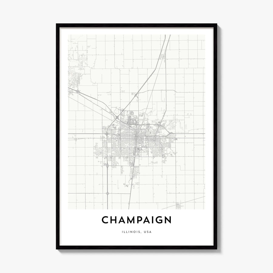 Champaign Map Poster, framed poster mockup