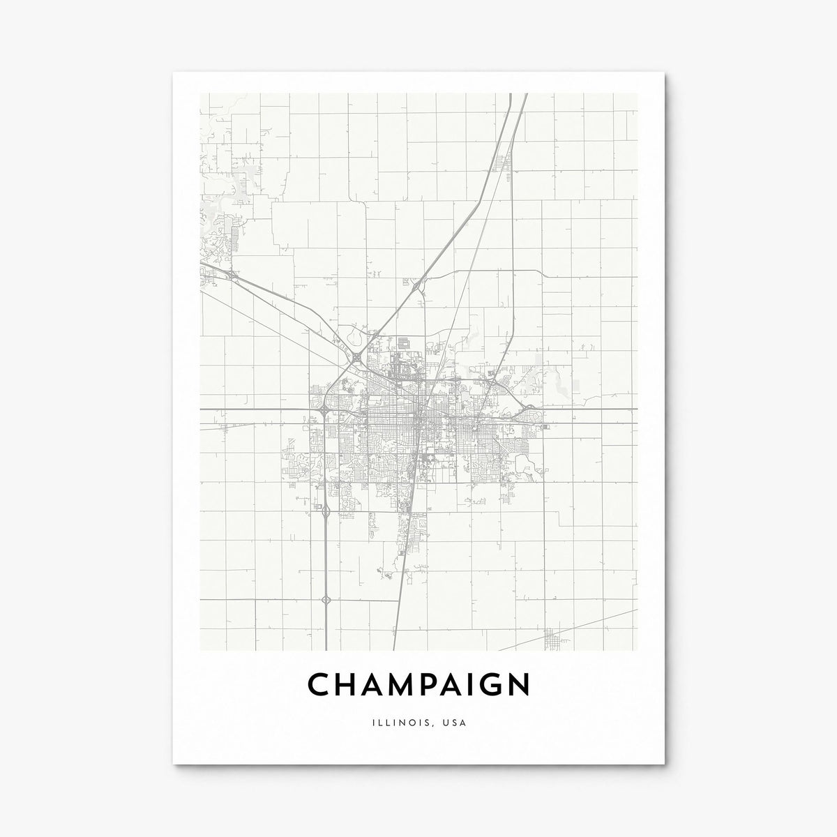 Champaign Map Poster, print only (unframed)
