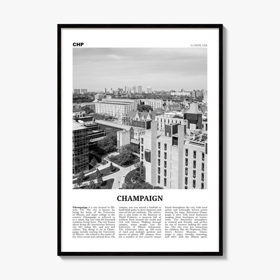 Champaign Newspaper Poster, framed poster mockup