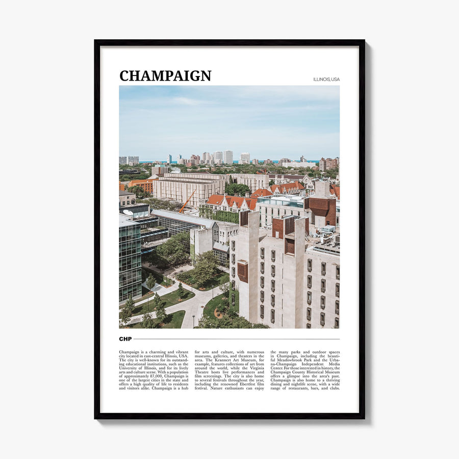 Champaign Travel Poster, framed poster mockup