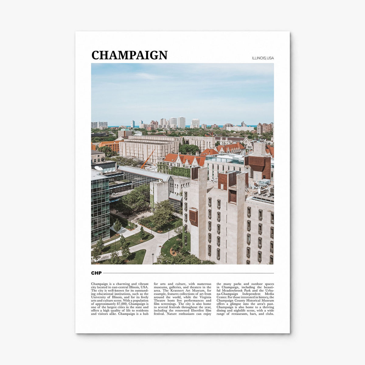 Champaign Travel Poster, print only (unframed)