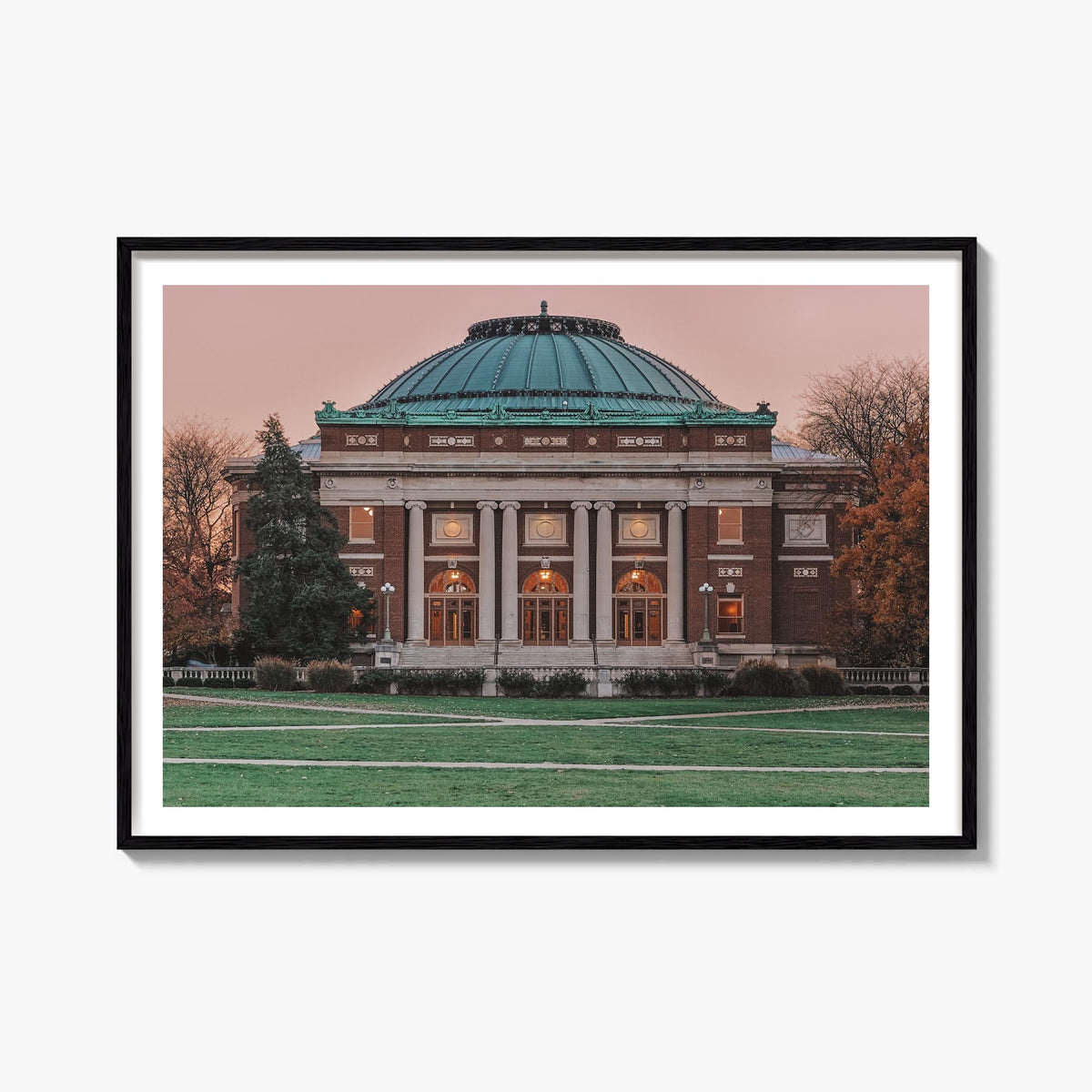Champaign-Urbana colorful photo poster of Illinois, USA – horizontal wall art, unframed print shown in interior mockup