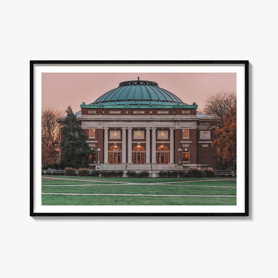 Champaign-Urbana colorful photo poster of Illinois, USA – horizontal wall art, unframed print shown in interior mockup