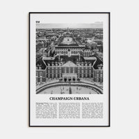 Champaign-Urbana Poster None / 8x12 in Nbourhood Travel B&W Poster