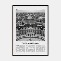 Champaign-Urbana Poster Black Wood / 8x12 in Nbourhood Travel B&W Poster